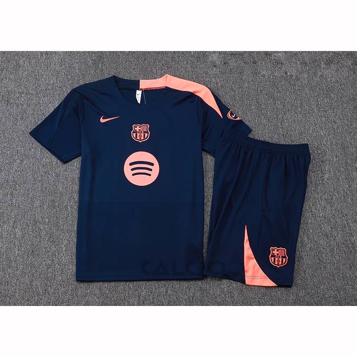 Tuta da Track FC Barcellona Manica Corta 2025-2026 Blu Rosa - Pantaloncini